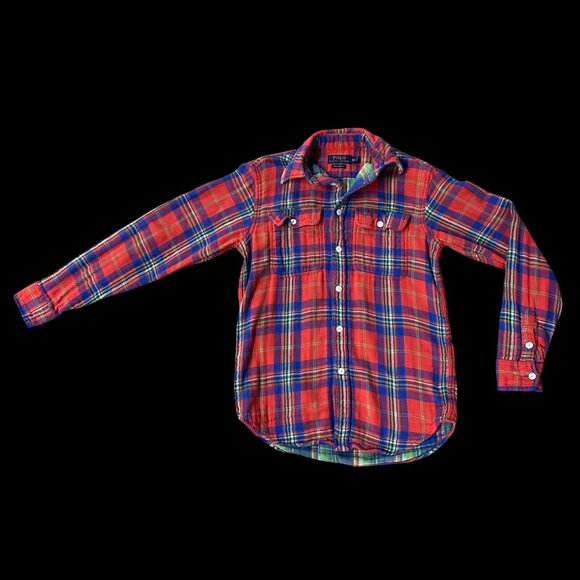 Polo Ralph Lauren XS Plaid Flannel Shirt Womens Relaxed Fit Cotton Fall Wardrobe - Picture 2 of 11